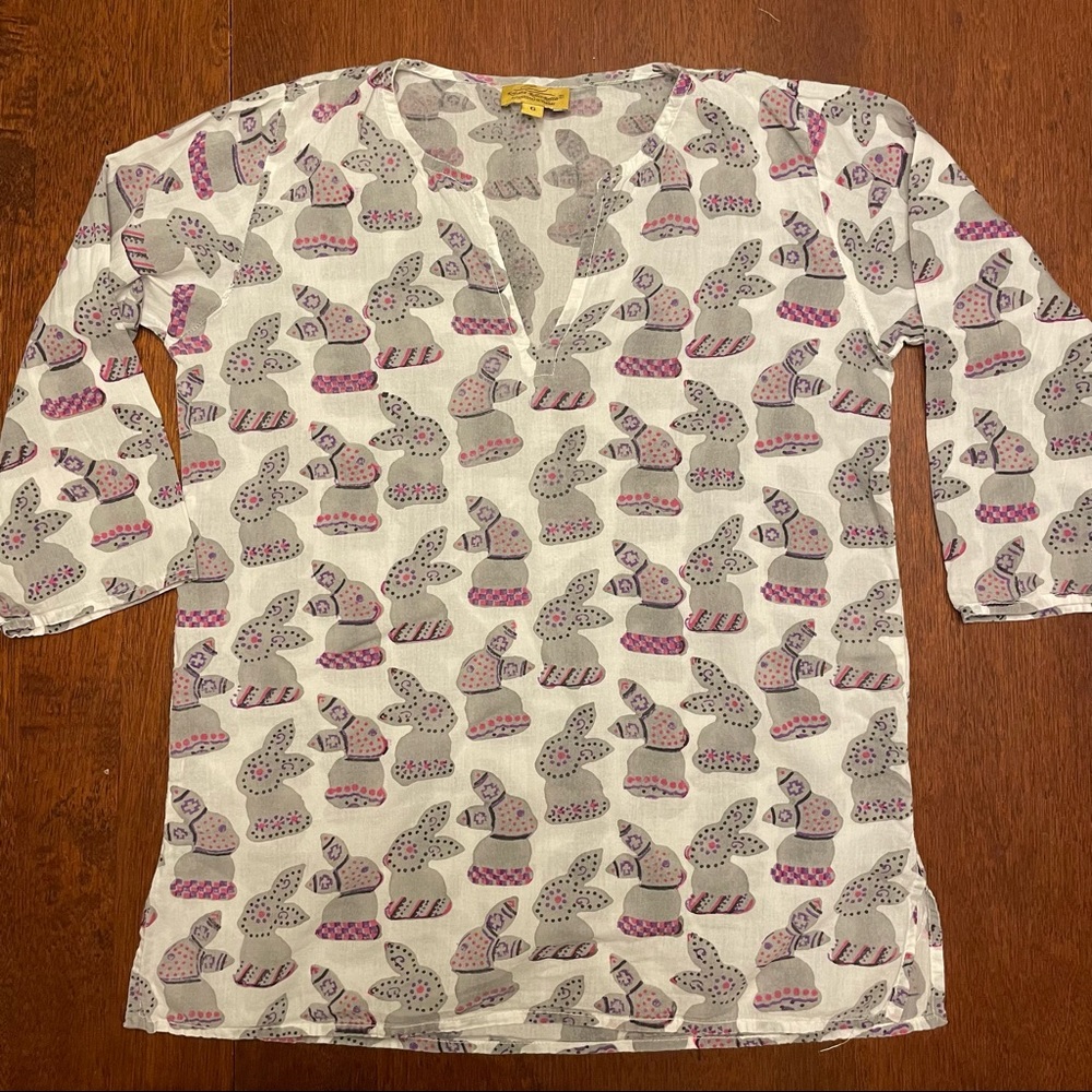 Roberta Roller Rabbit Girls Tunic Top Gray Bunny Rabbits
